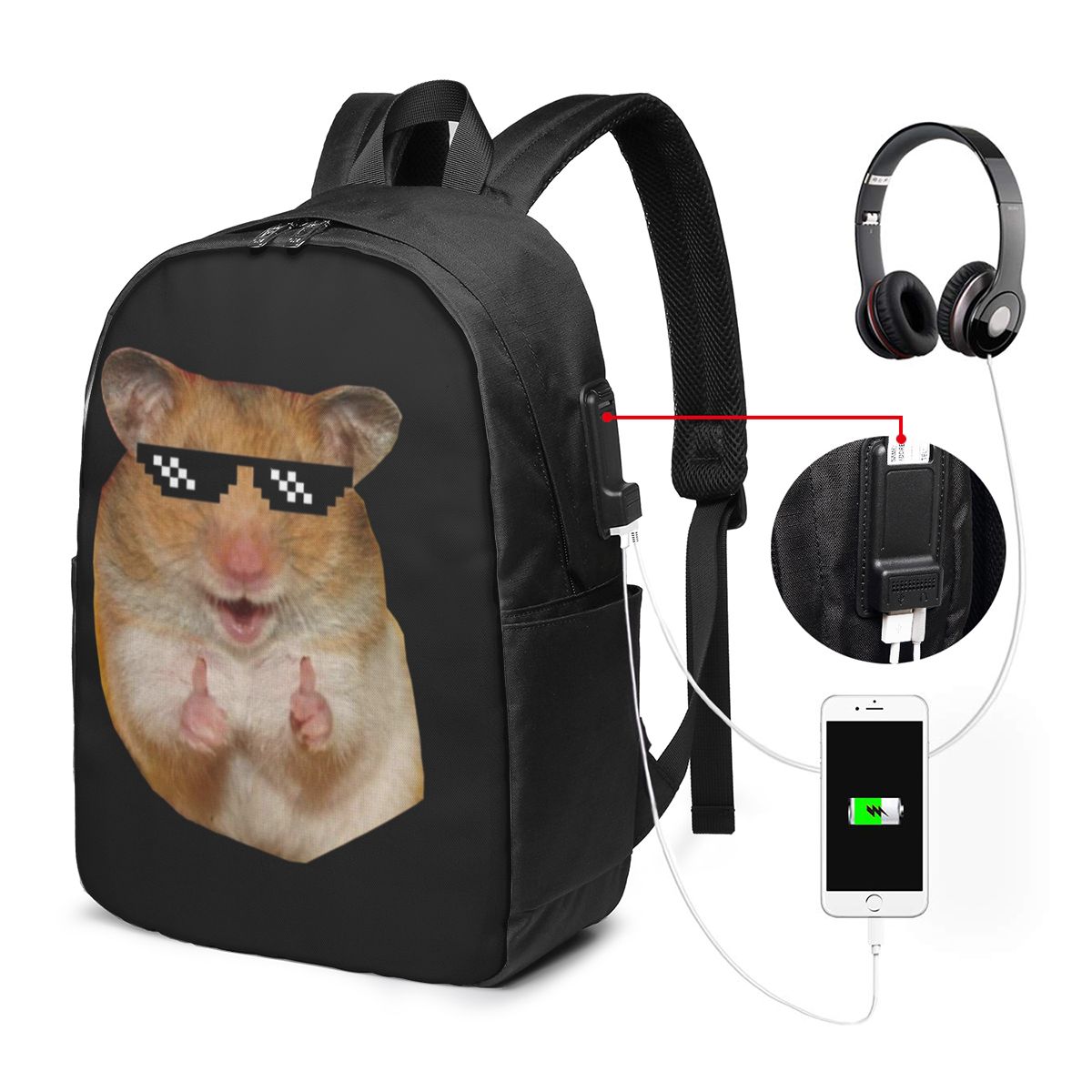 Laptop Bag - Забавный рюкзак с изображением хомяка, дорожная