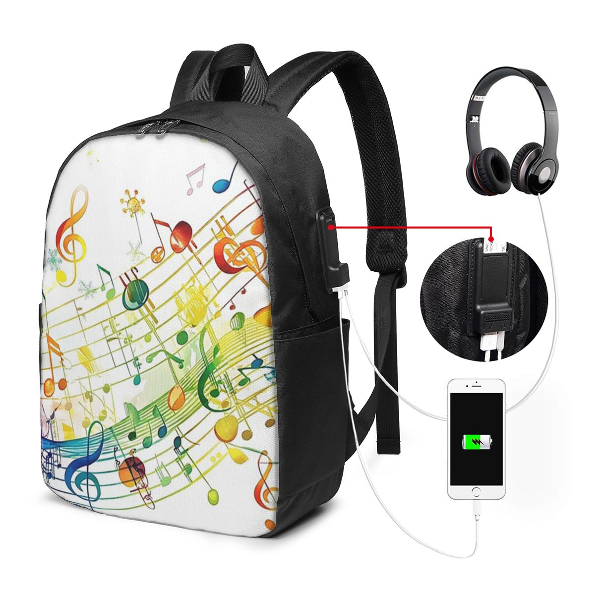 Laptop Bag - Абстрактные клавиши пианино с музыкальными нотами,