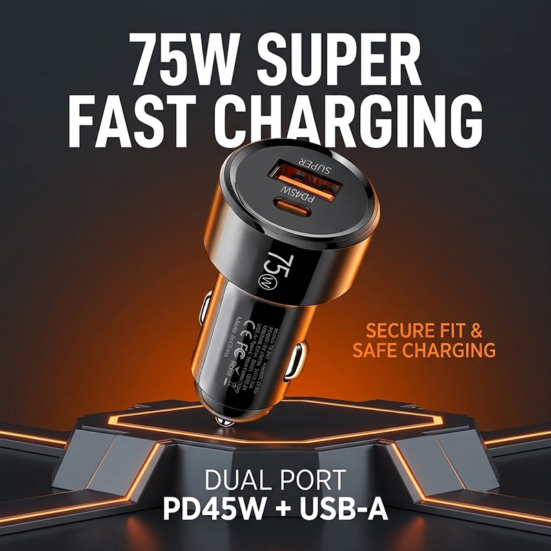 Usb C Hub - Автомобильное зарядное устройство 75W с двумя