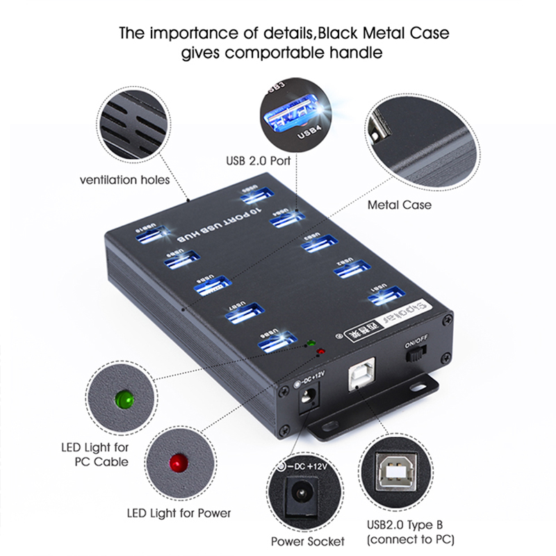 USB-хаб Sipolar A-300 на 10 по – обзор и цена Usb Hub