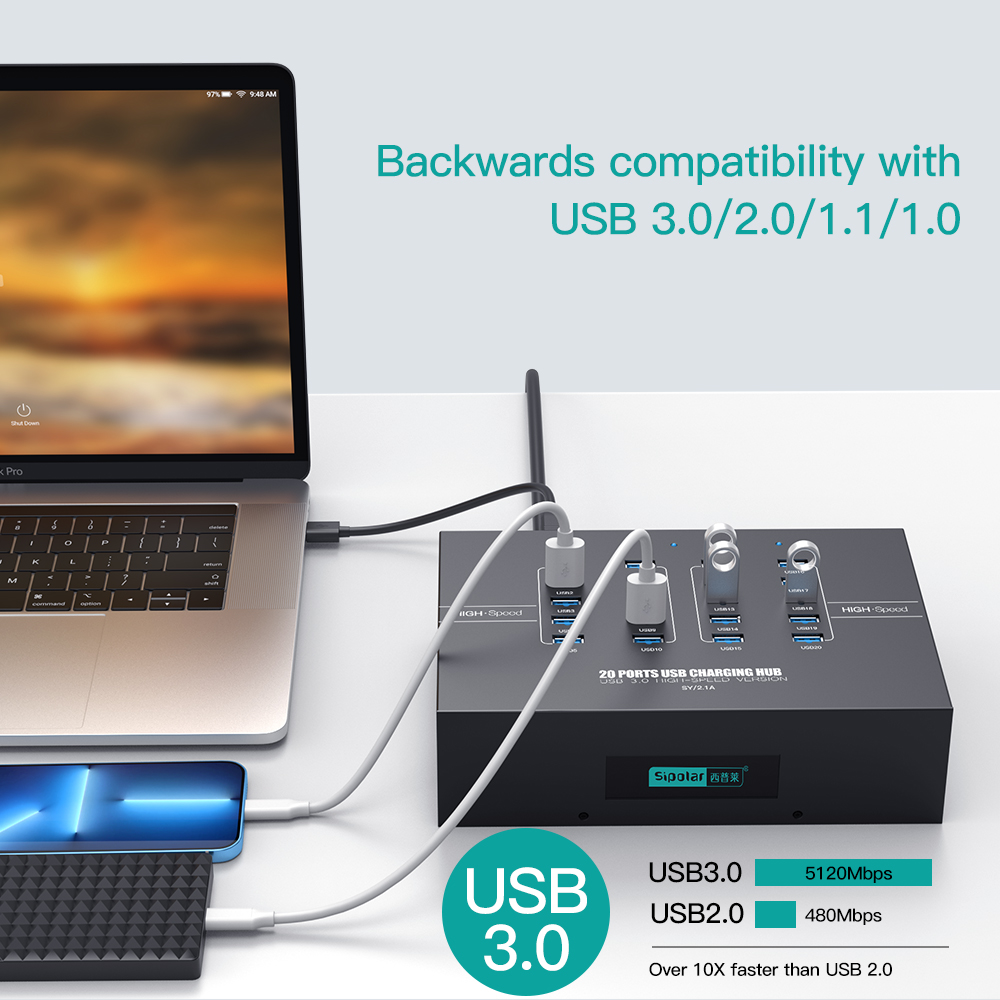 20-портовый USB 3.0 хаб для за – обзор и цена Usb Hub