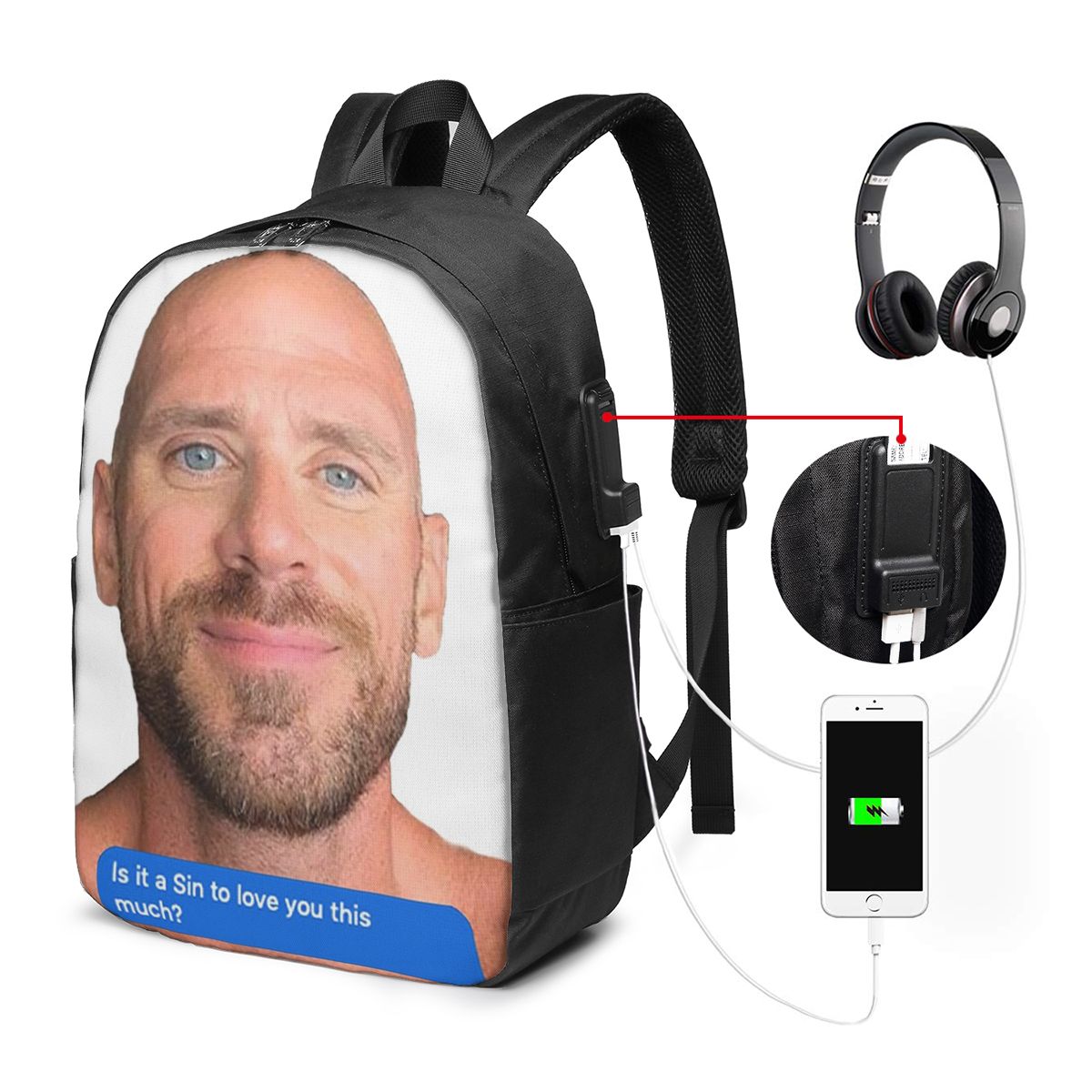 Рюкзак Johnny Sins Flirty Text – обзор и цена Laptop Bag